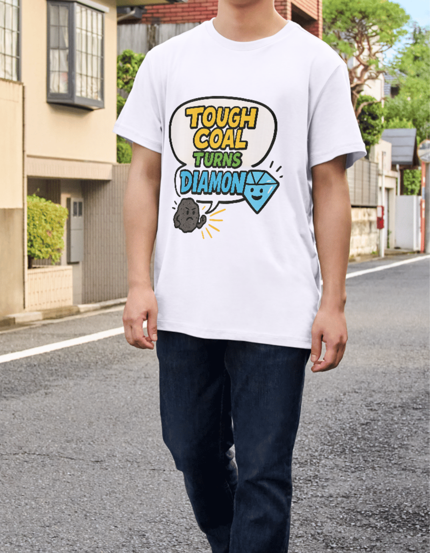 Tough Coal Turns Diamond - Men's Funky Motivational Graphic T-Shirt