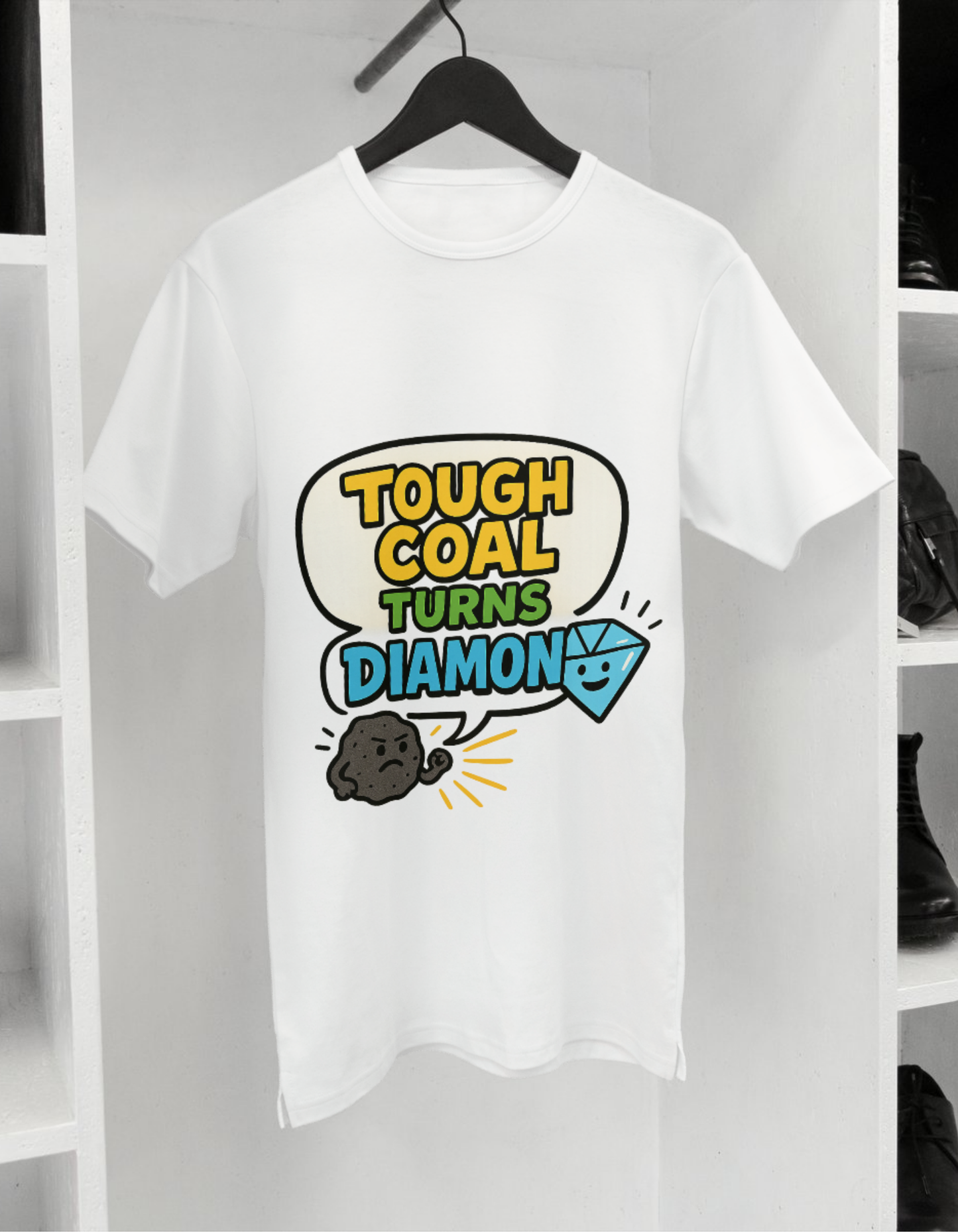 Tough Coal Turns Diamond - Men's Funky Motivational Graphic T-Shirt